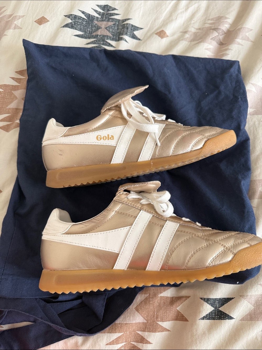 Gola Metallic Gold Quilted Sneakers - Picture 3 of 6